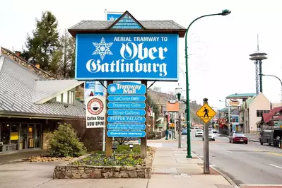 Ober Gatlinburg sign for the mall and aerial tramway